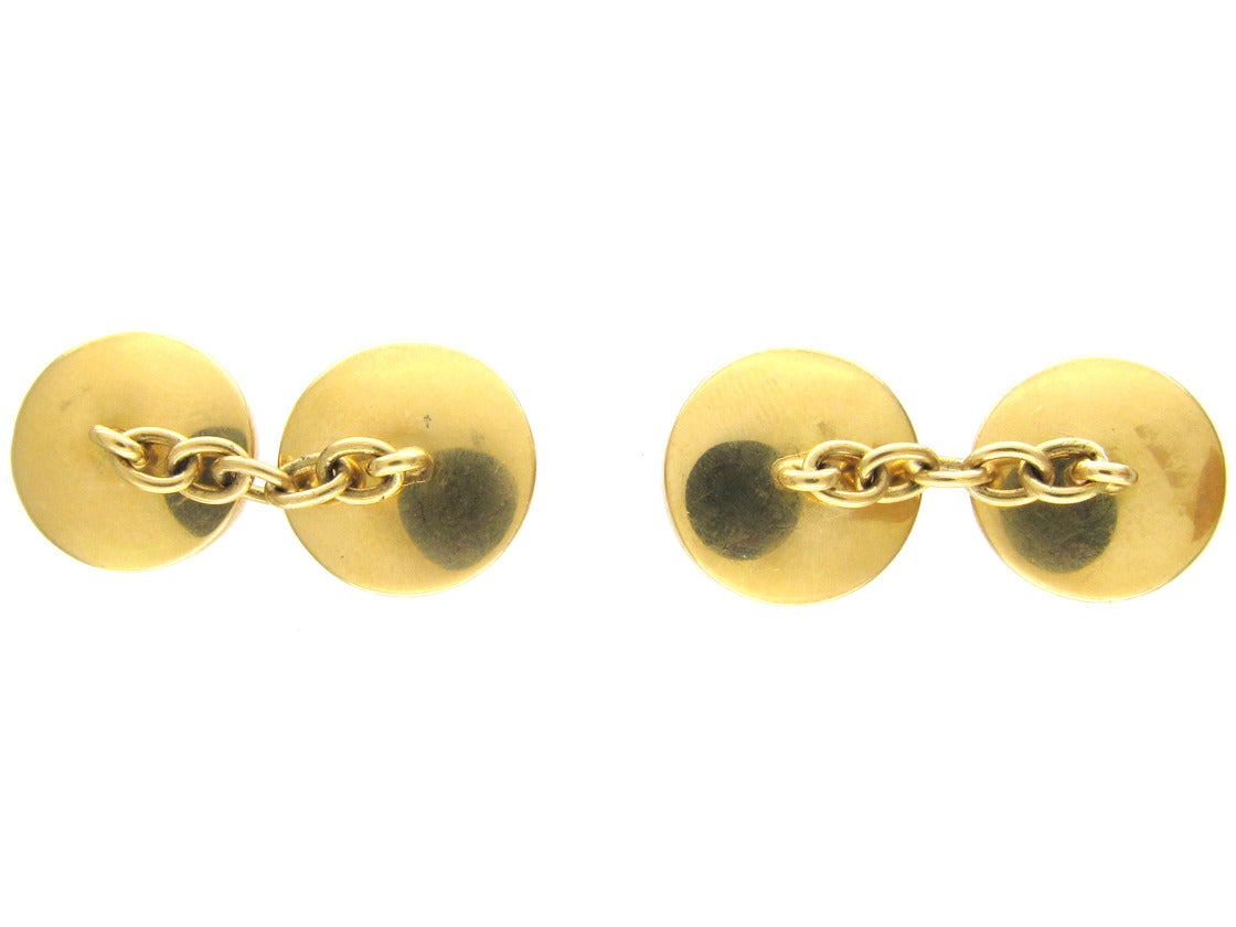 Carved Intaglio Rock Crystal Gold Dog and Cat Cufflinks