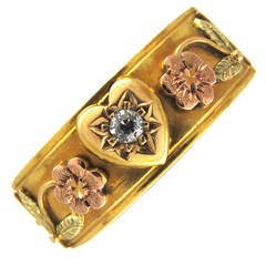 Victorian Diamond Three Colour Gold Opening Ring with “For Ever” Inside