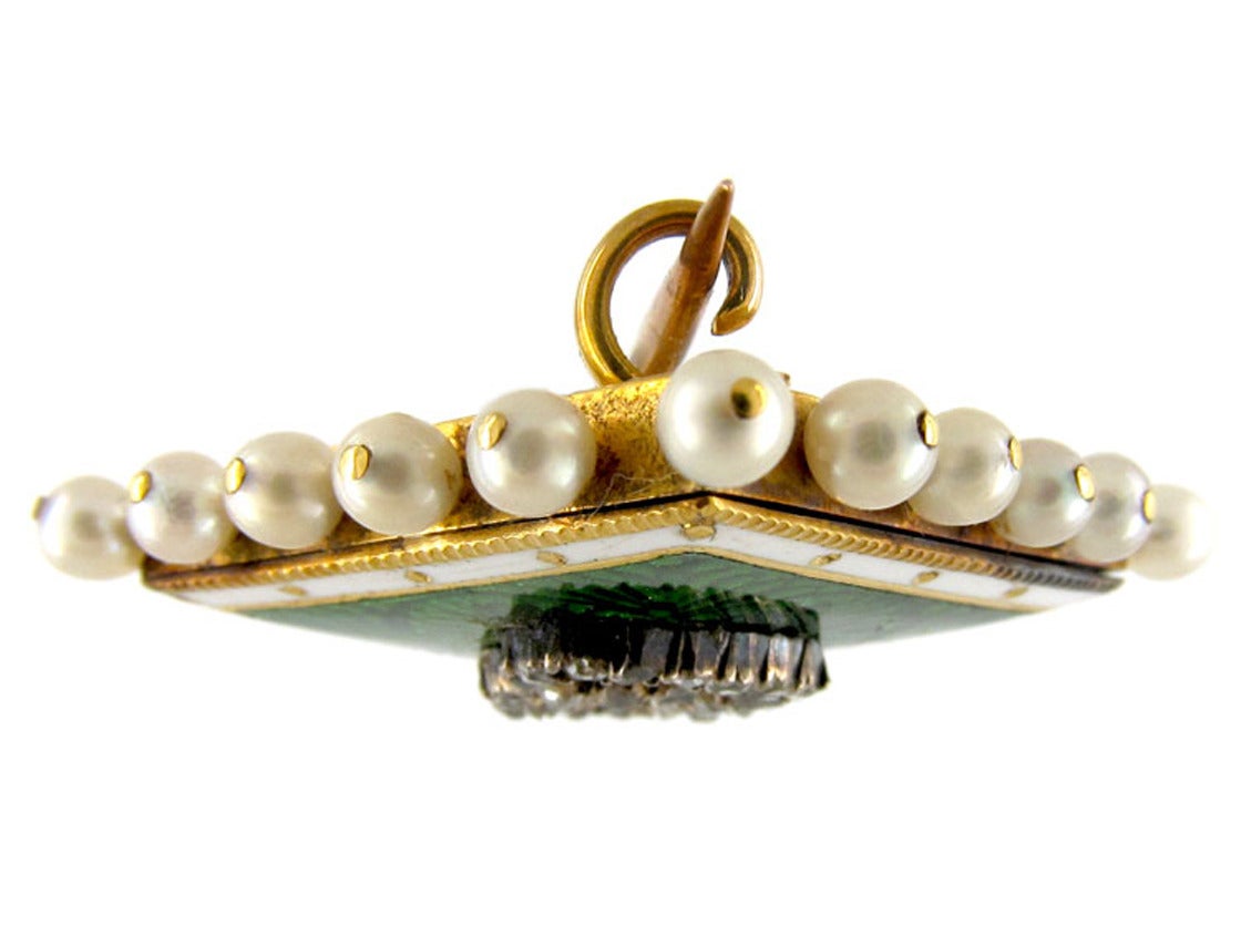 Edwardian Double Heart Pearl Diamond Brooch In Excellent Condition For Sale In London, GB