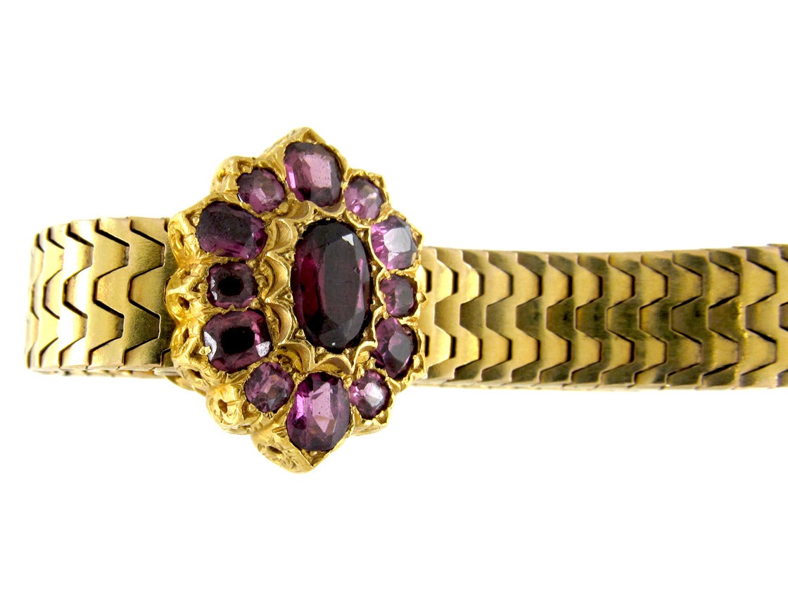 Victorian Gold and Almandine Garnet Jarretière Bracelet