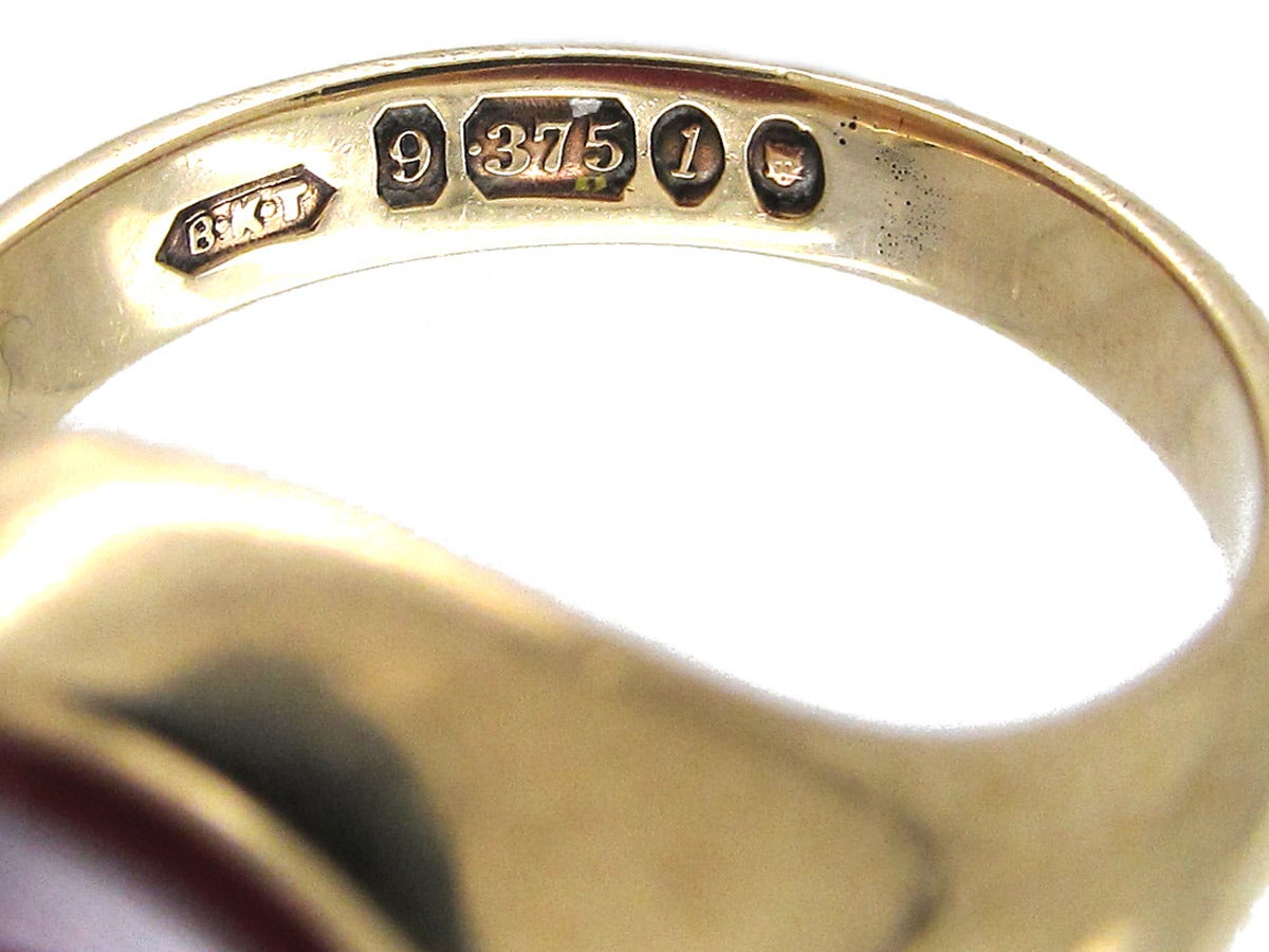 Lion Carnelian Intaglio Gold Signet Ring For Sale 2