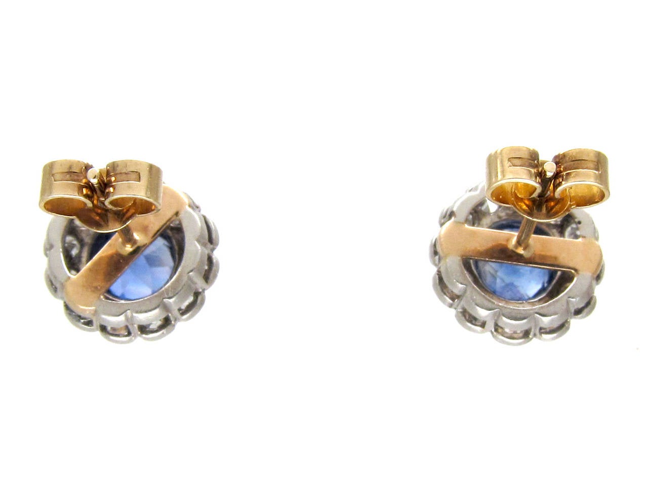 Art Deco Edwardian Sapphire Diamond Platinum Cluster Earrings