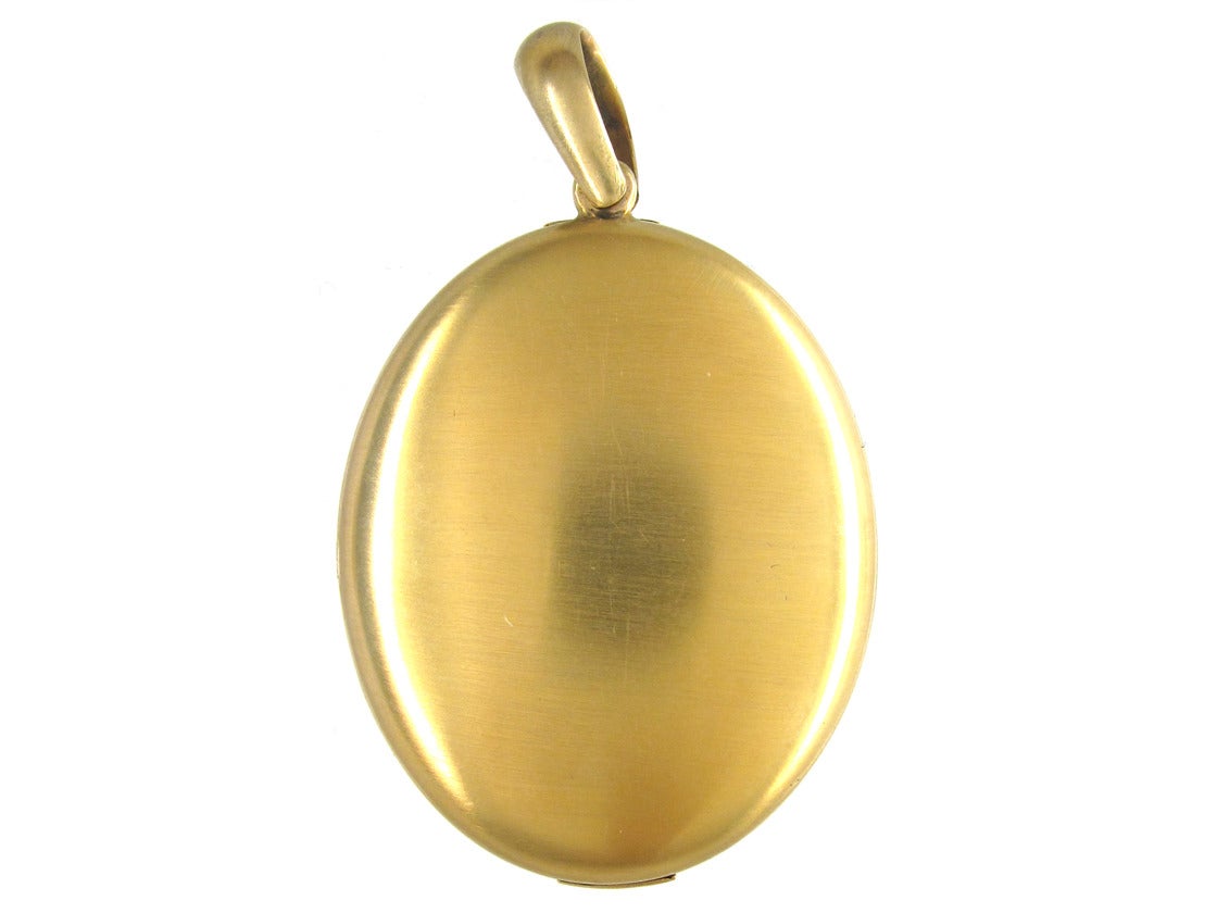 Victorian Diamond Gold Set Oval Locket in Original Case