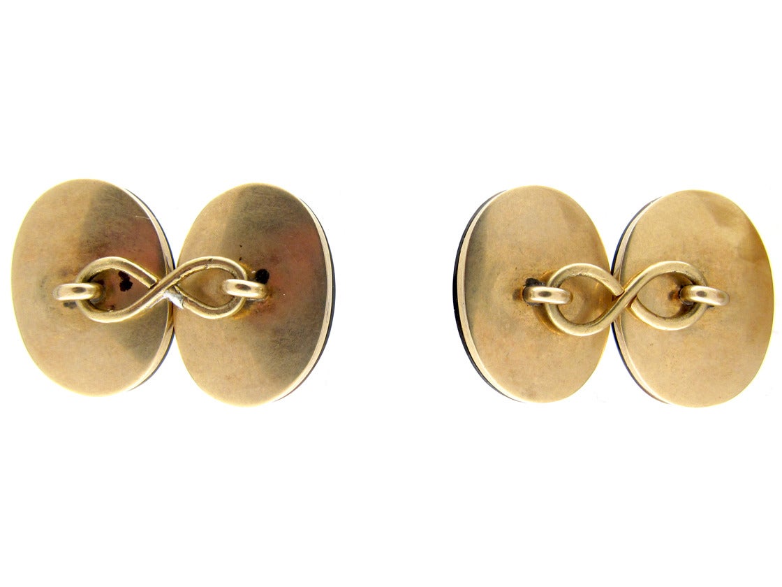Victorian Banded Sardonyx Gold Cufflinks