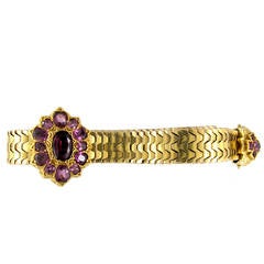 Victorian Gold and Almandine Garnet Jarretière Bracelet