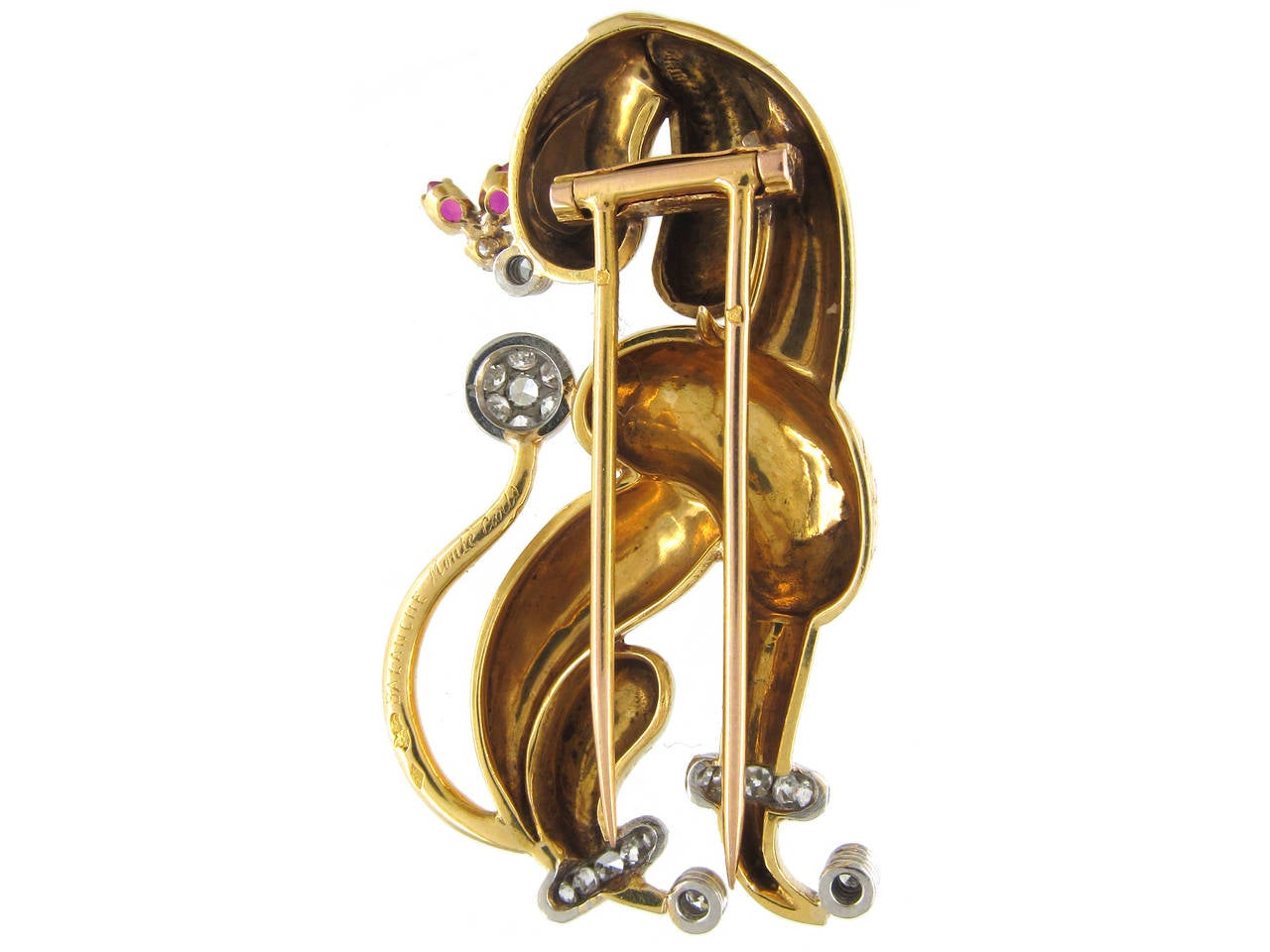 Balanche Monte Carlo Gem Set Gold Poodle Brooch