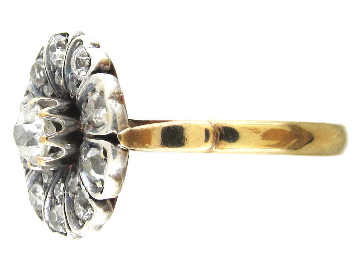 Women's Edwardian Diamond Flower Cluster Ring For Sale