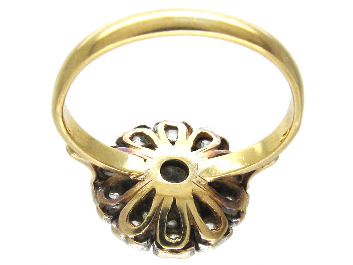 Edwardian Diamond Flower Cluster Ring For Sale 2