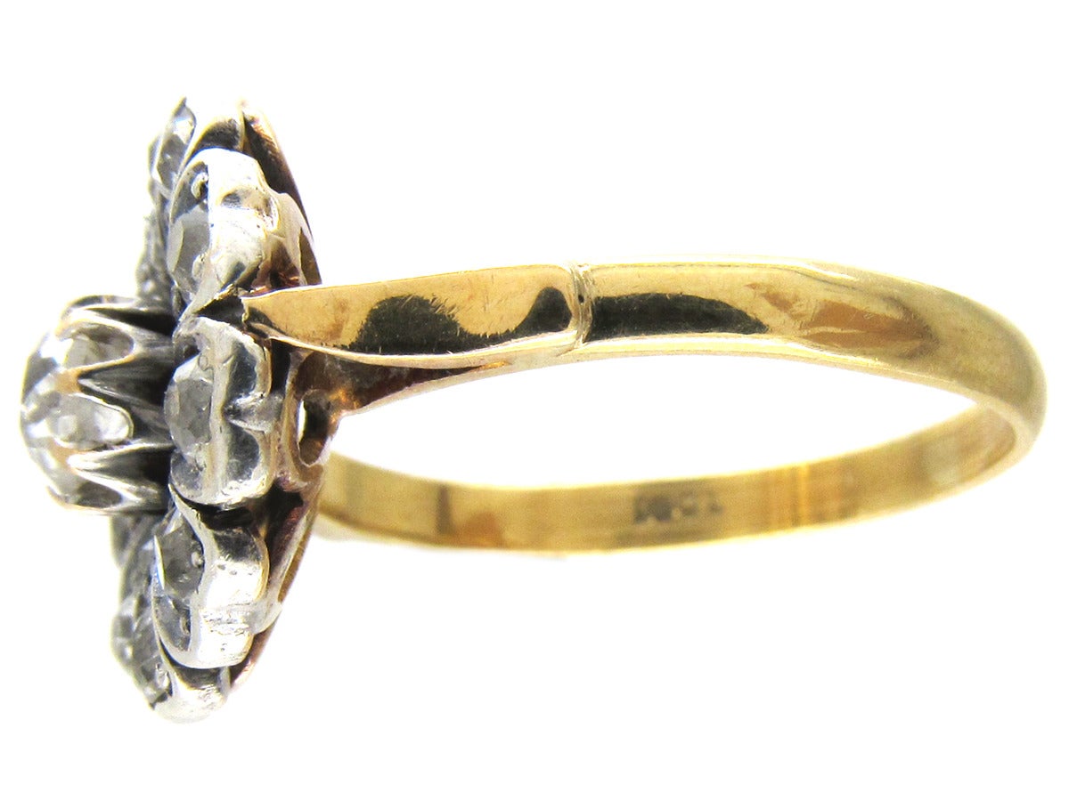 Edwardian Diamond Flower Cluster Ring For Sale 3
