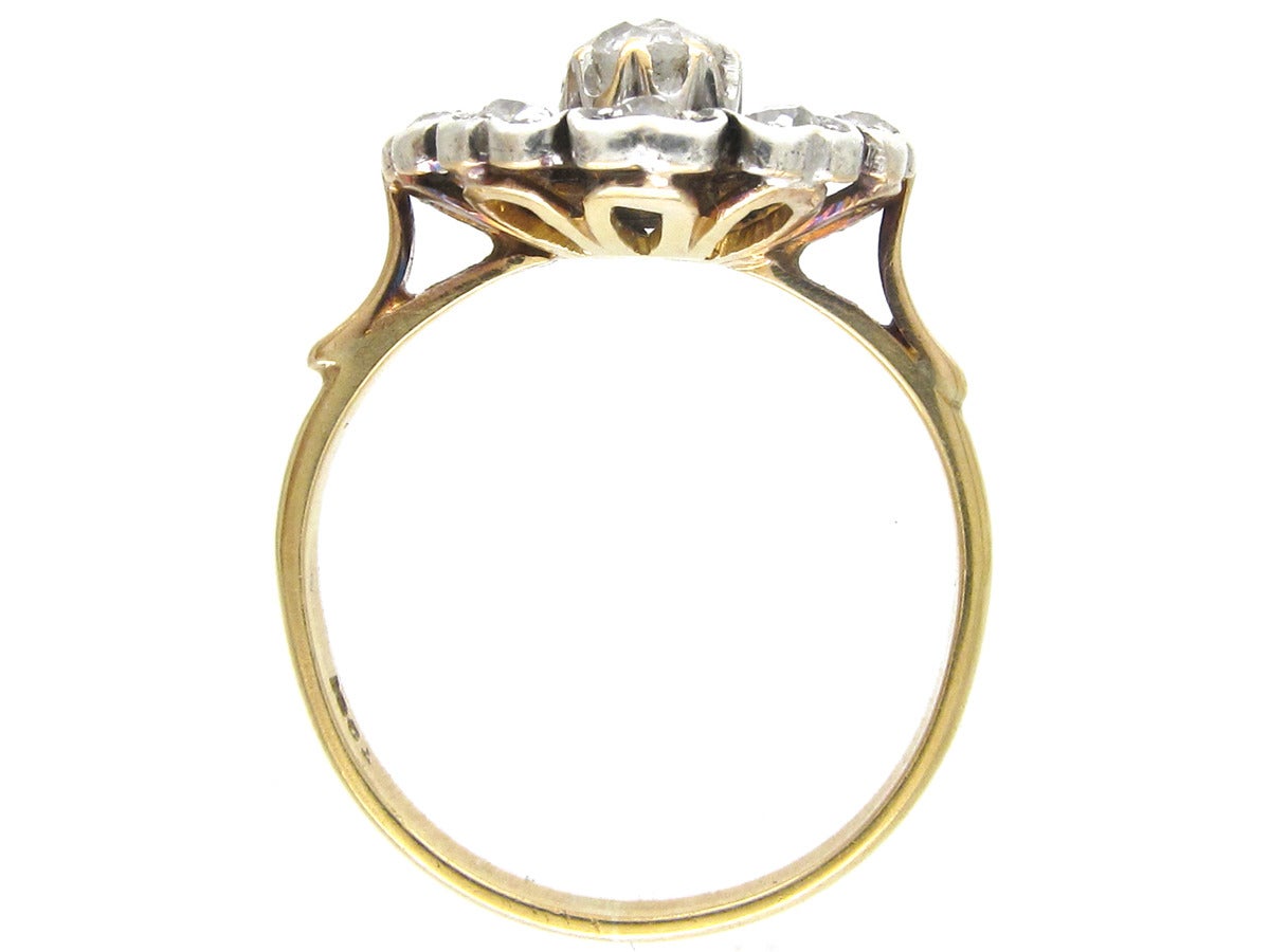 Edwardian Diamond Flower Cluster Ring For Sale 4