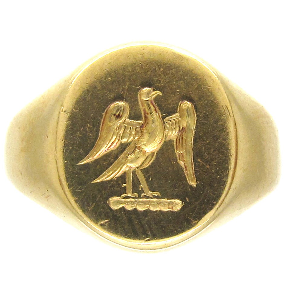 Gold Signet Ring with Eagle Intaglio