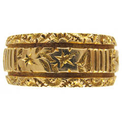Victorian Gold Wide Vine Leaf Design Wedding Ring