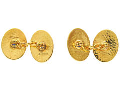 Edwardian Sapphire Diamond Hammered Gold Cufflinks