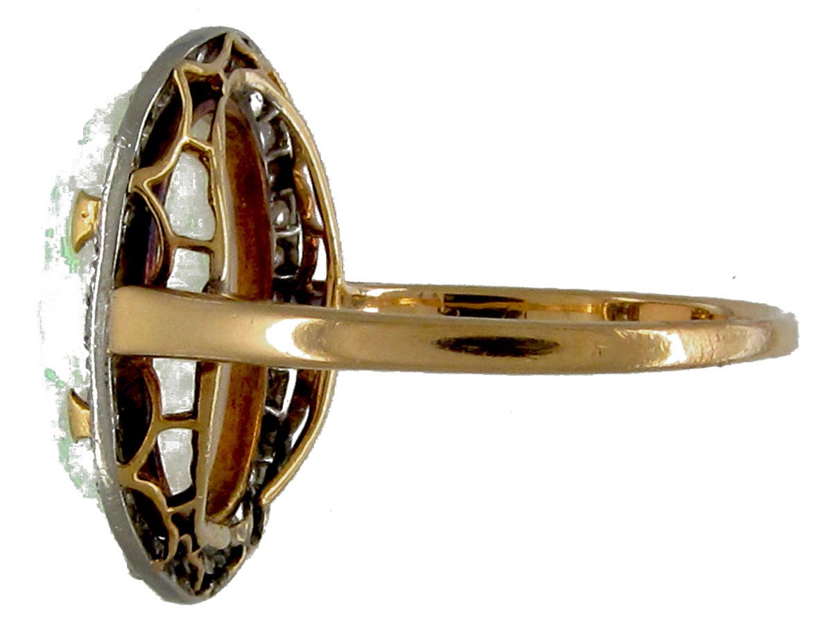 Women's Edwardian Opal Diamond Gold Cocktail Ring