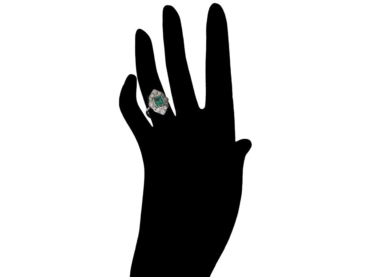 Emerald Diamond Art Deco Ring 1
