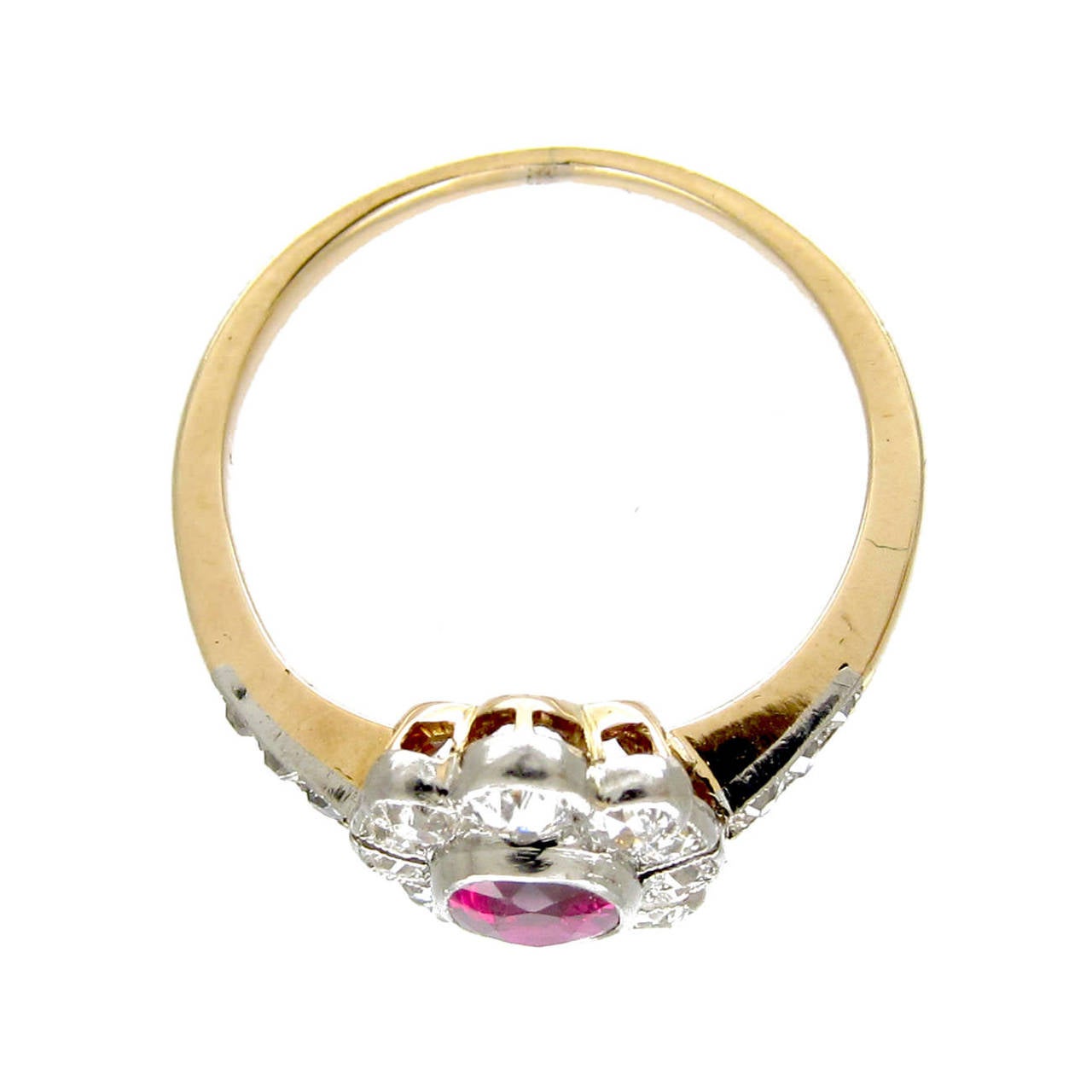 Art Deco Ruby Diamond Cluster Ring