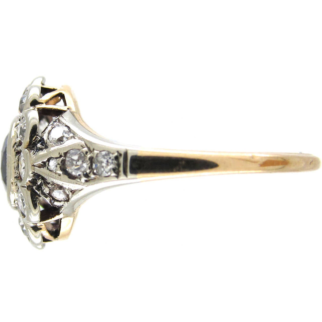 Edwardian Sapphire Diamond Cluster Ring