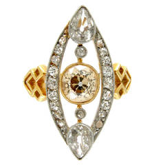 Antique Diamond Marquise Ring set with a Cinnamon Diamond