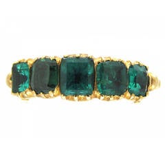Georgian Emerald Gold Five Stone Ring
