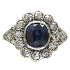 Vintage Edwardian Sapphire Diamond Cluster Ring