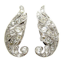 Antique Art Deco Diamond Angel Wing Earrings