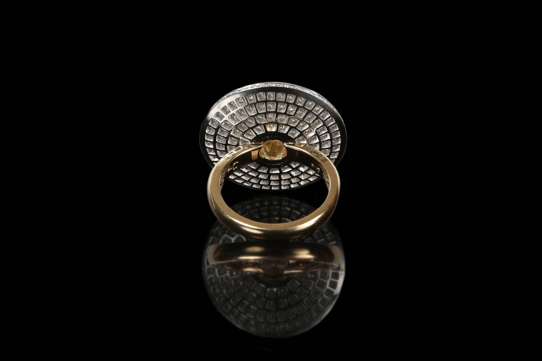 Greg Holland Platinum Diamond and Gold Cocktail Ring For Sale 1