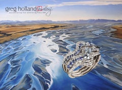 Greg Holland Platinum Sapphire Aquamarine and Diamond Cocktail Ring