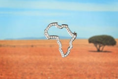 Greg Holland White Gold Africa Brooch