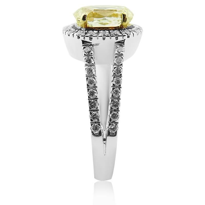 Modern  Fancy Yellow Oval 1.61 Carat Diamond Ring