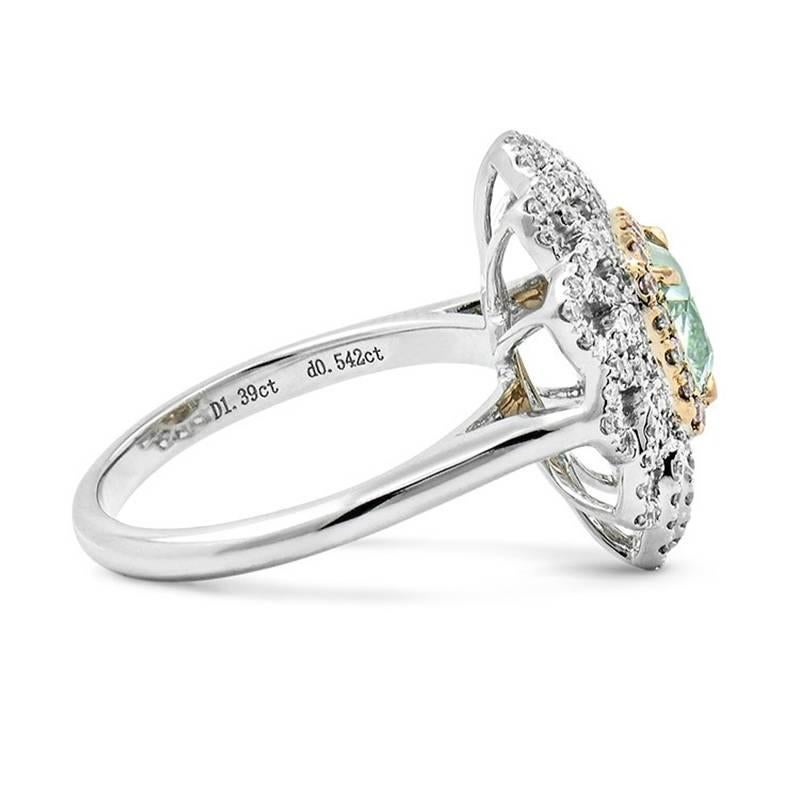 Women's or Men's GIA Fancy Yellowish Green Diamond Ring