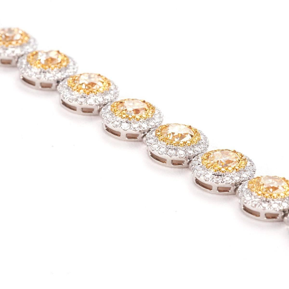 Modern Oval Cut Fancy Yellow Diamond Bracelet