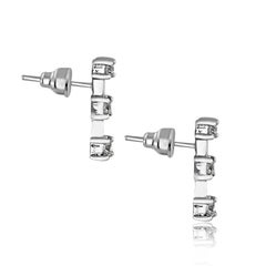 White Gold Triple Diamond Earrings