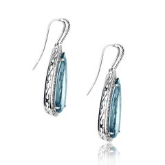 Blue Topaz and Diamond Pear Shape Earring