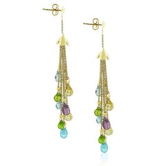 Yellow Gold Semi Precious Stone Earrings