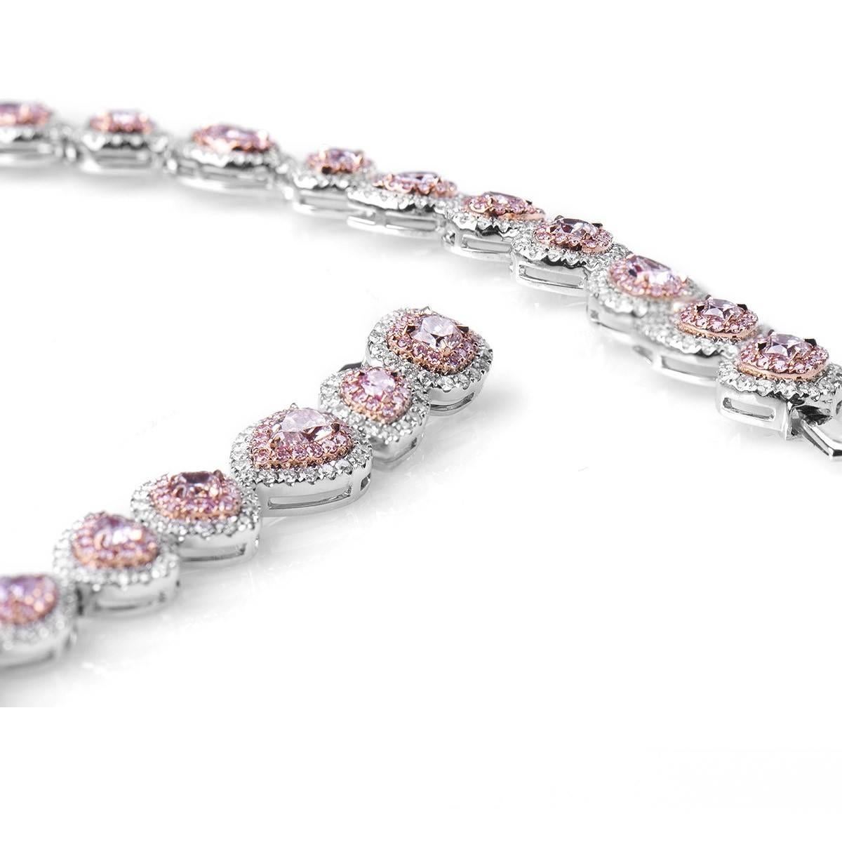 Modern White Gold Fancy Pink Diamond Necklace