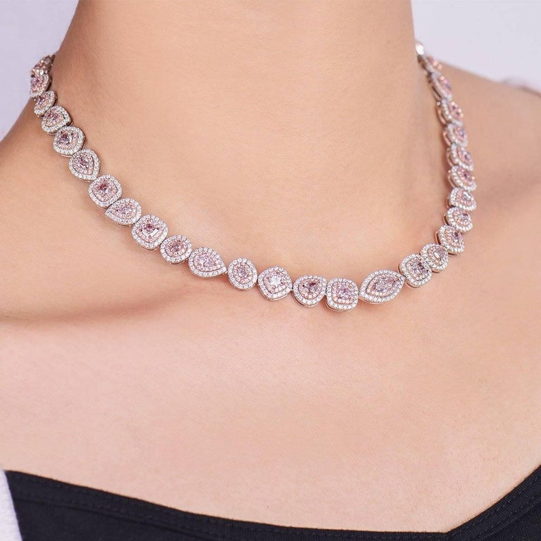 White Gold Fancy Pink Diamond Necklace at 1stDibs