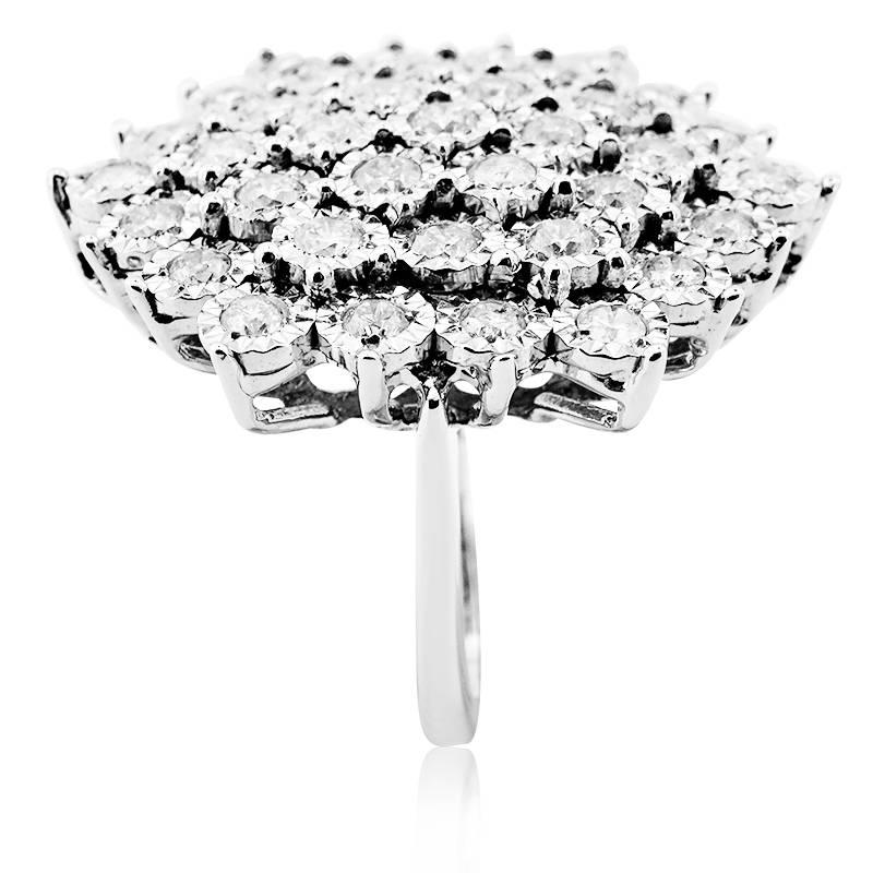 Modern White Gold Flower with Brilliant Cut Diamonds Ring For Sale