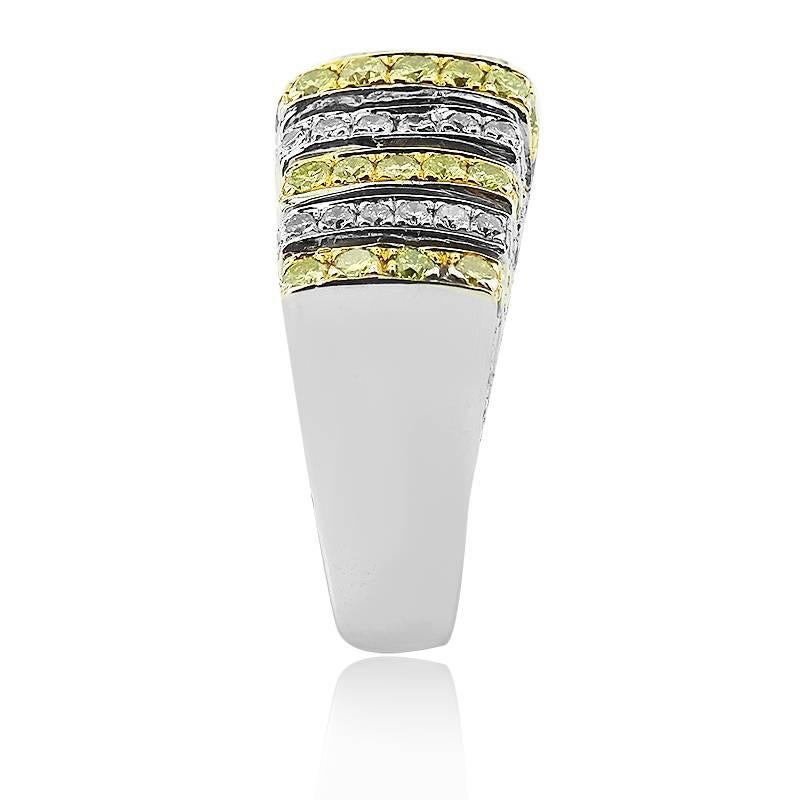 Modern White Gold with Fancy Yellow Brilliant Cut 2.01 ct Diamonds Ring For Sale