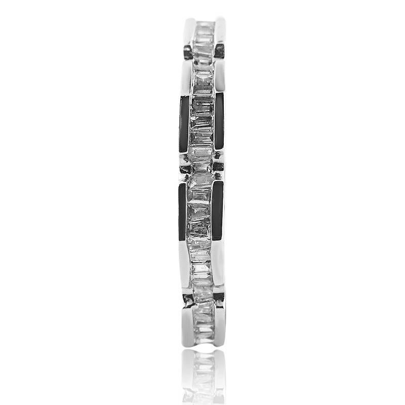 Modern White Gold Wedding Band with Emerald Cut 0.77 ct Diamonds Ring For Sale