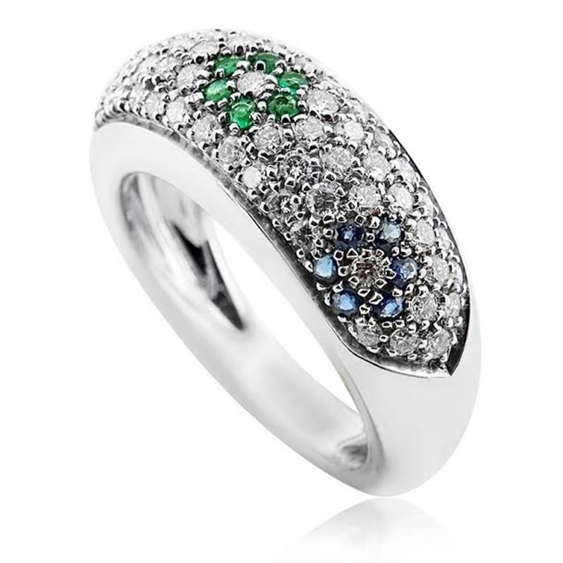 WHITE GOLD RING WITH BRILLIANT CUT RUBIES, SAPPHIRE EMERALD AND DIAMONDS

Carat: 1.01
Color: F-H
Clarity: VS


Weight: 10.13 gr
