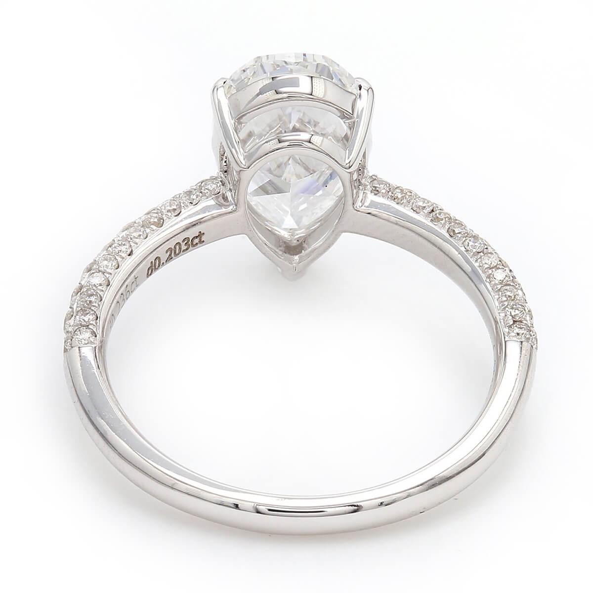 Modern GIA Certified White Gold Pear Cut Diamond Ring, 2.45 Carat