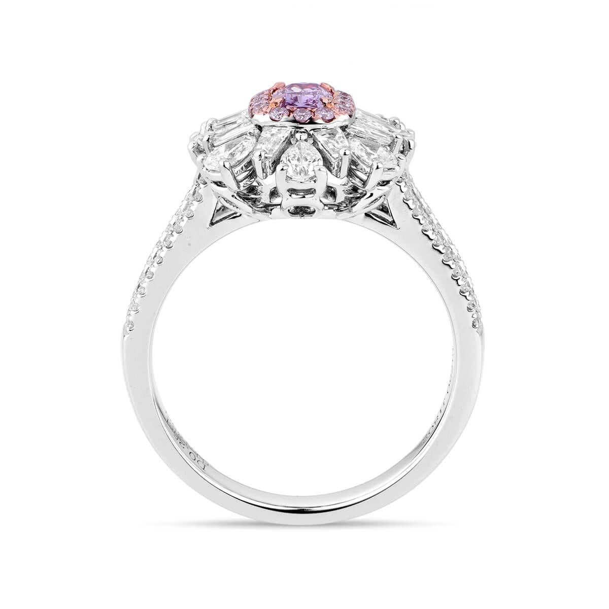 Modern GIA Certified Gold Fancy Pink Radiant Cut and White Diamond Ring, 1.44 Carat For Sale