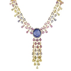 48.85 Carat Unheated Sapphire and Diamond Necklace 10