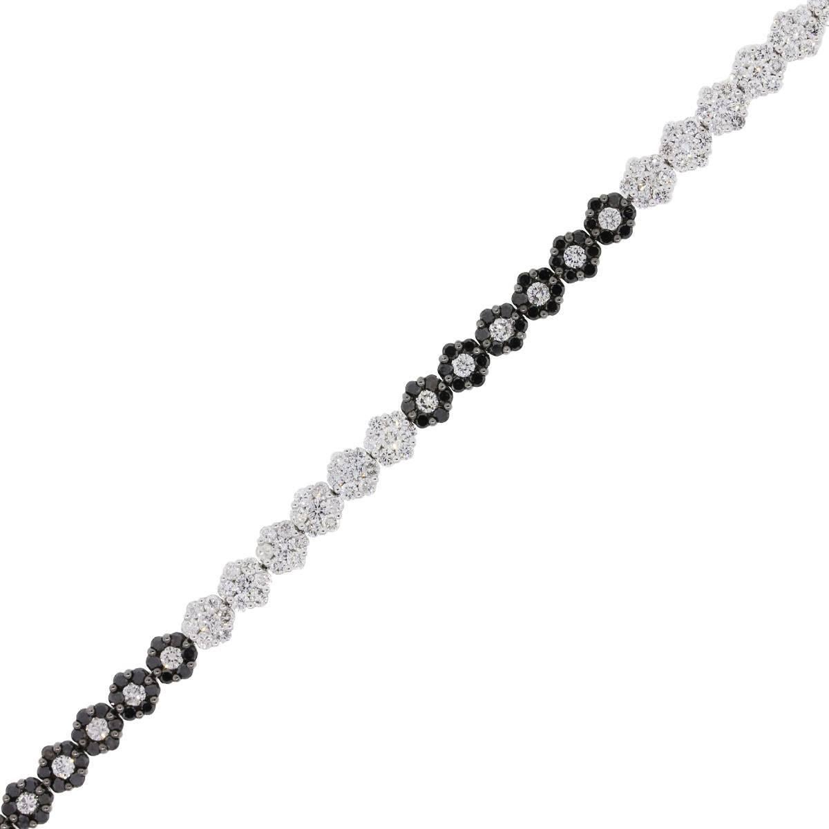 Black and White Diamond Cluster Bracelet