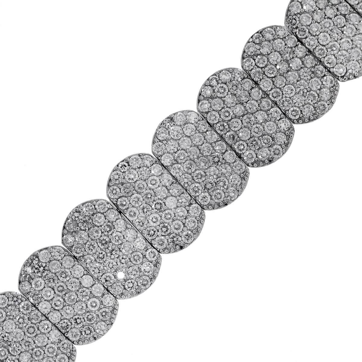 Round Brilliant Pave Diamond Wide Bracelet