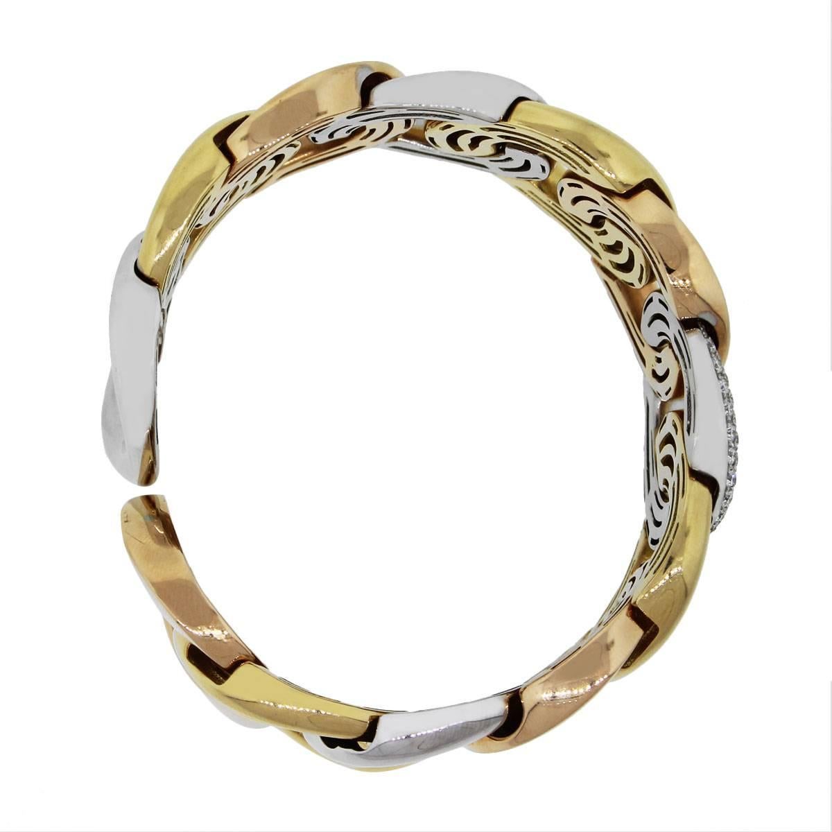 Round Cut Large Link Diamond Bangle Bracelet