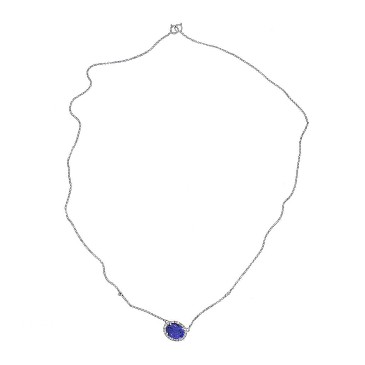 Oval Cut Tanzanite and Diamond Necklace