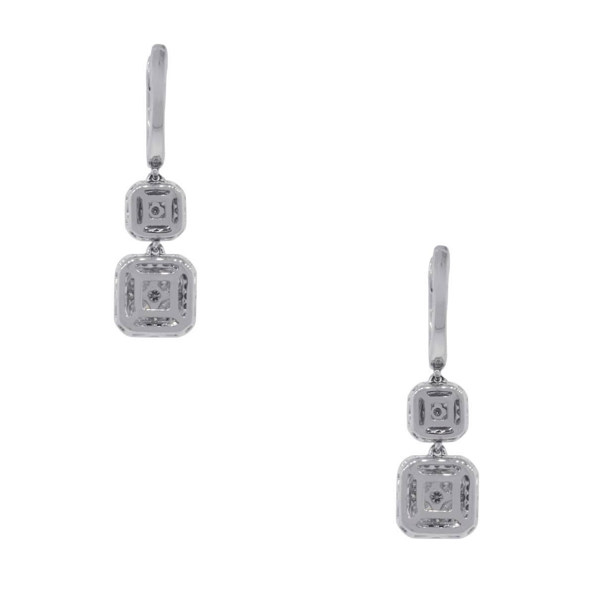 Round Cut Cluster Diamond Dangle Earrings