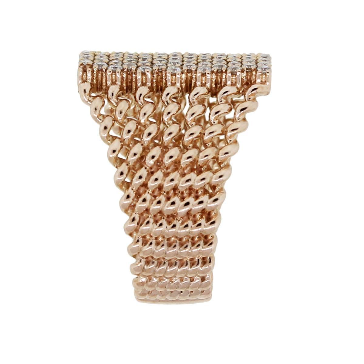 Diamond Pave Woven Look Ring In Excellent Condition In Boca Raton, FL