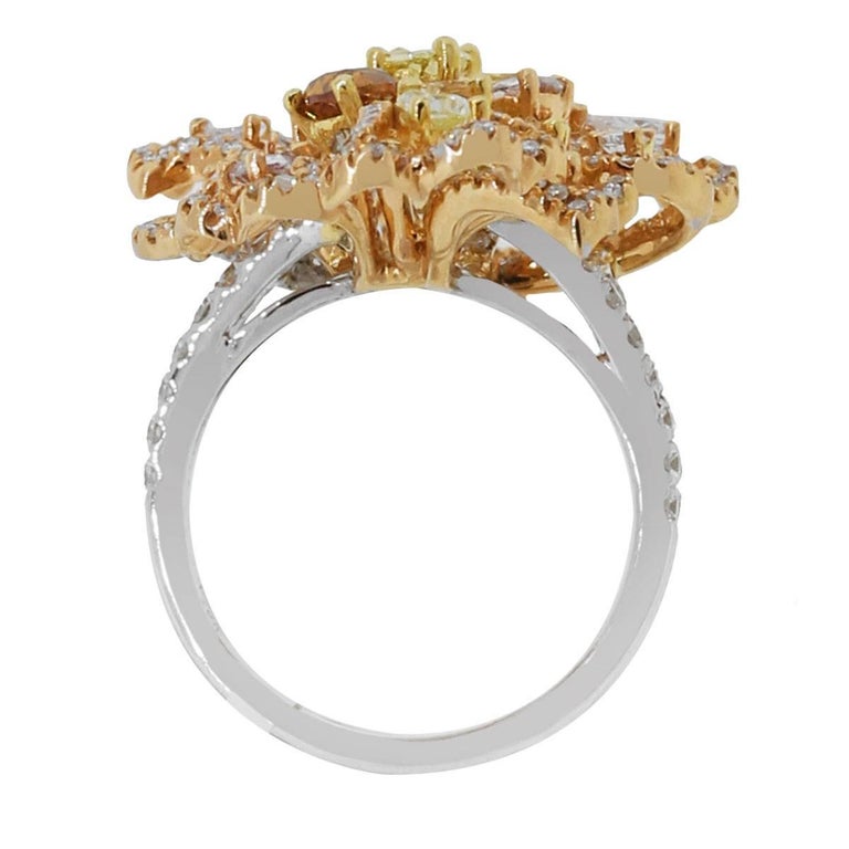 EGL Certified Fancy Colored Diamond Cocktail Ring at 1stdibs
